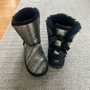 UGG Metallic and Black Bow Boots
